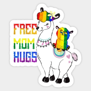 Free Mom Hugs LGBT Llama Mama Pride Shirt Rainbow Sticker